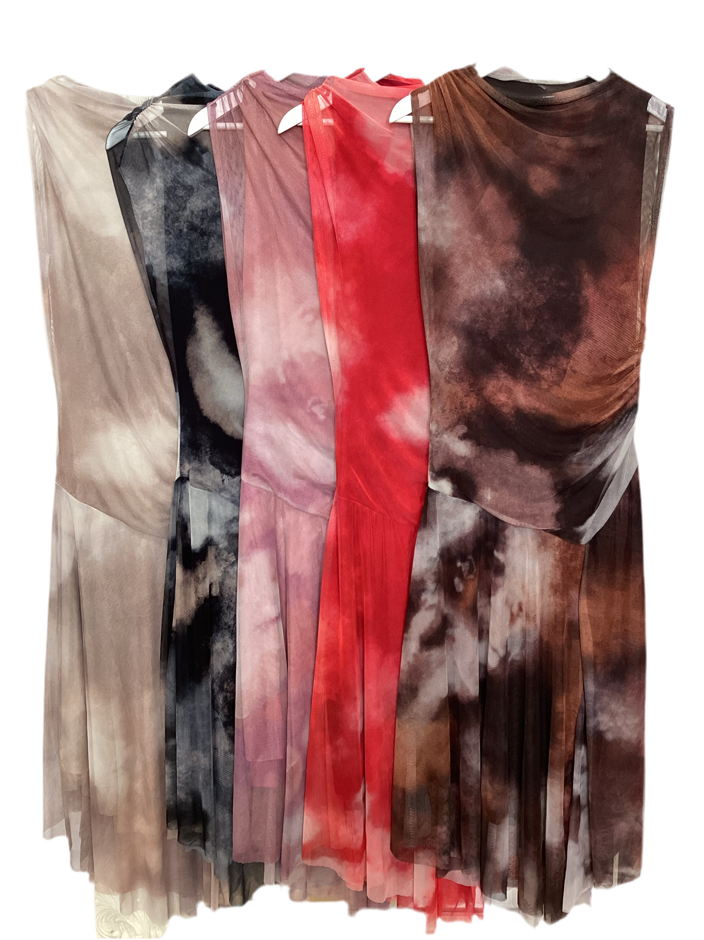 Lined Net Dress with Gathering