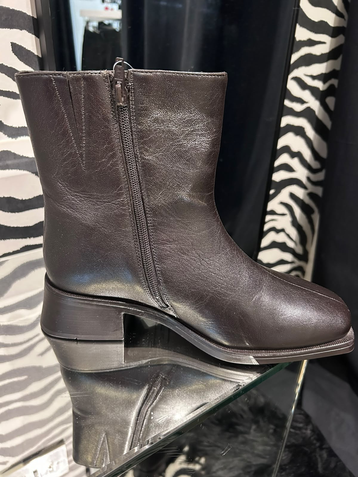JDW-3 Dark Brown Real Leather Wide Fit Ankle Boots – Size 6