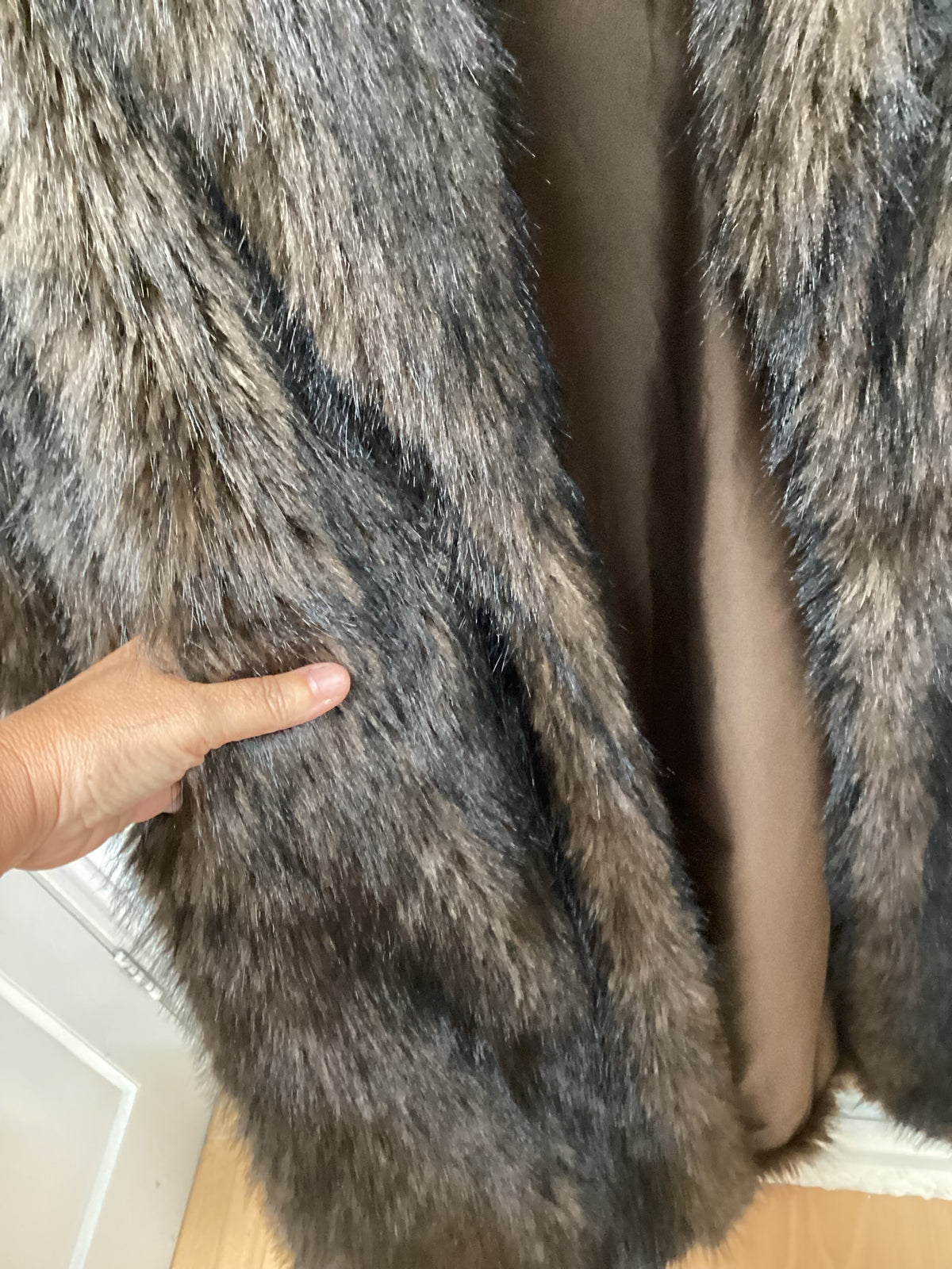 FFS3 Chocolate Brown Longline Faux Fur Coat