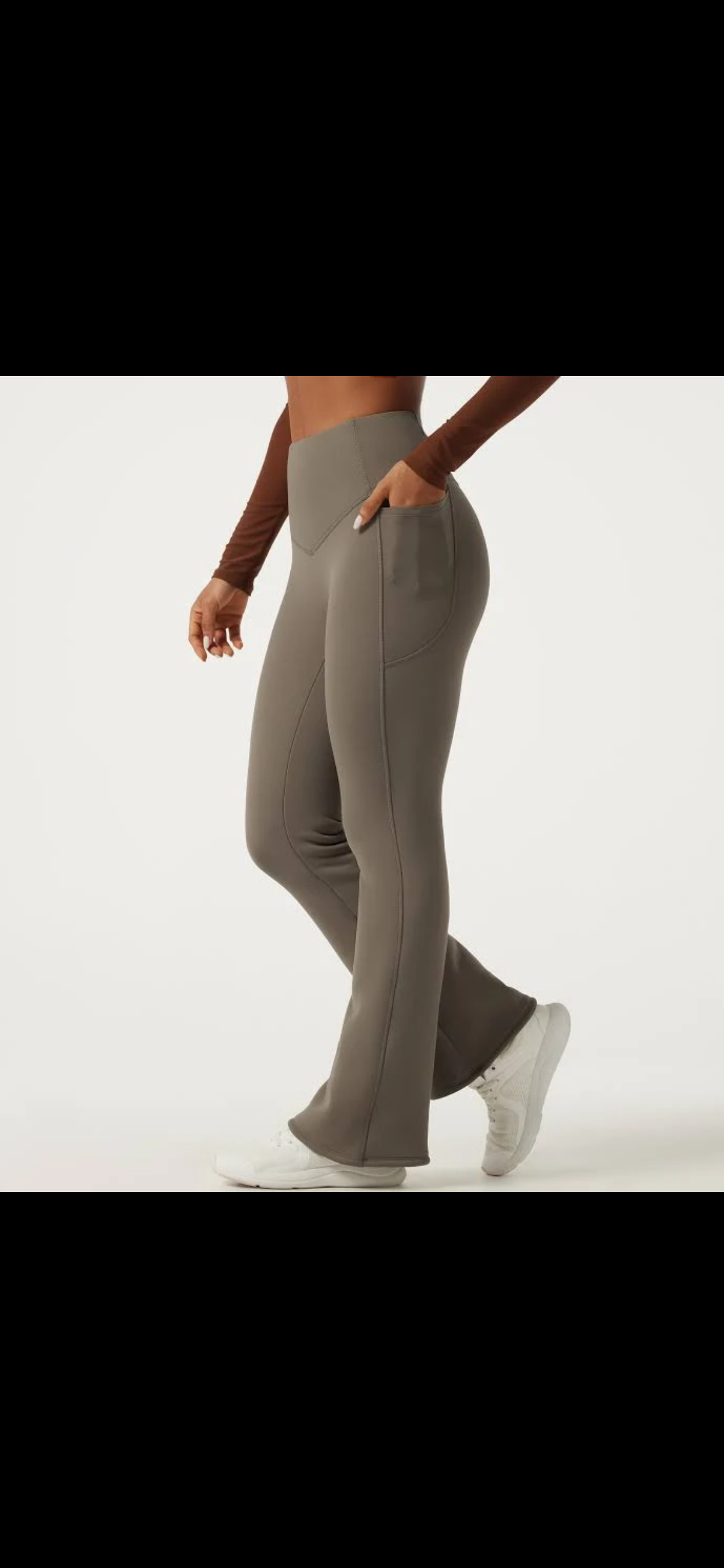 Halara Khaki Fleece-Lined Thermal Flare Leggings ā Size M H3