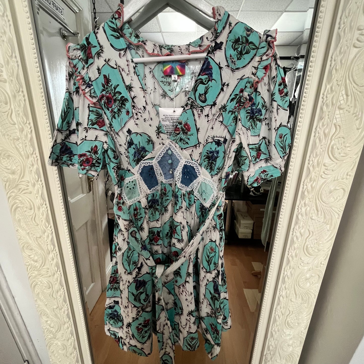 NJ Couture Turquoise Print Belted Dress – NJCB12