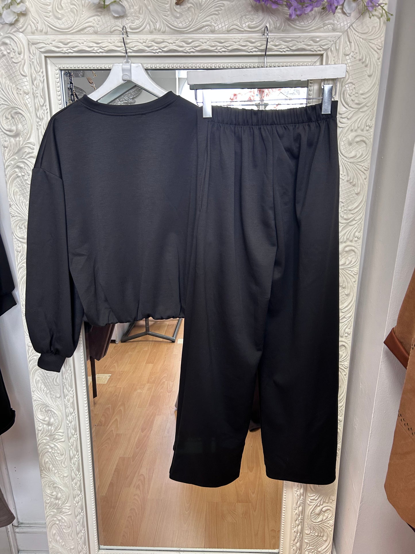 Joanie - Bubble Hem Top & Pin-Tuck Trouser Two Piece Set – Fits Up To 14