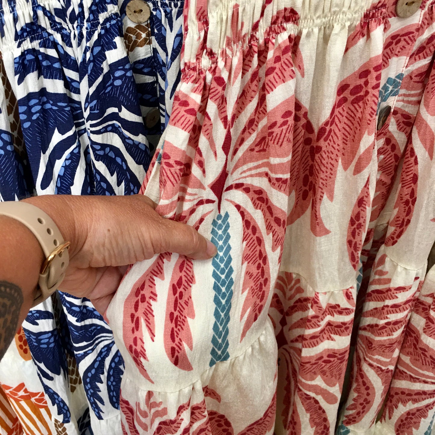 Angel palm bardot dress