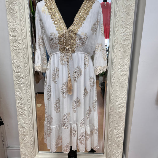 Jane Gold & White Dress