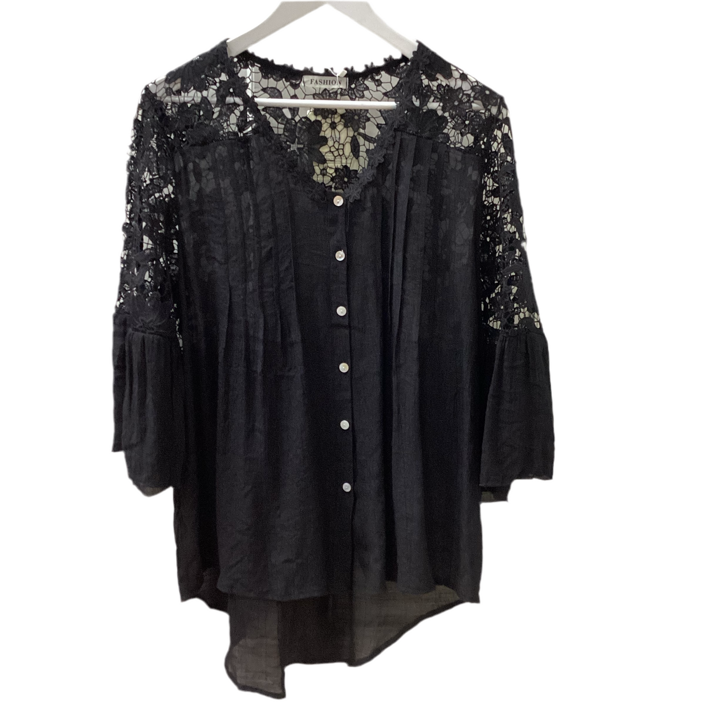 Lace Sleeve V Neck