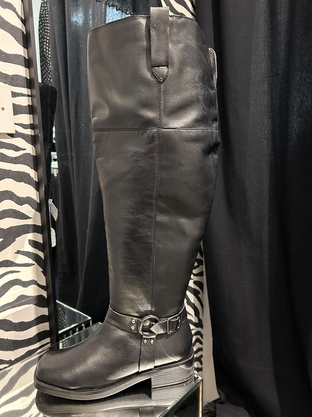 SB8 Black Real Leather Knee High Wide Calf Boots – Size 7