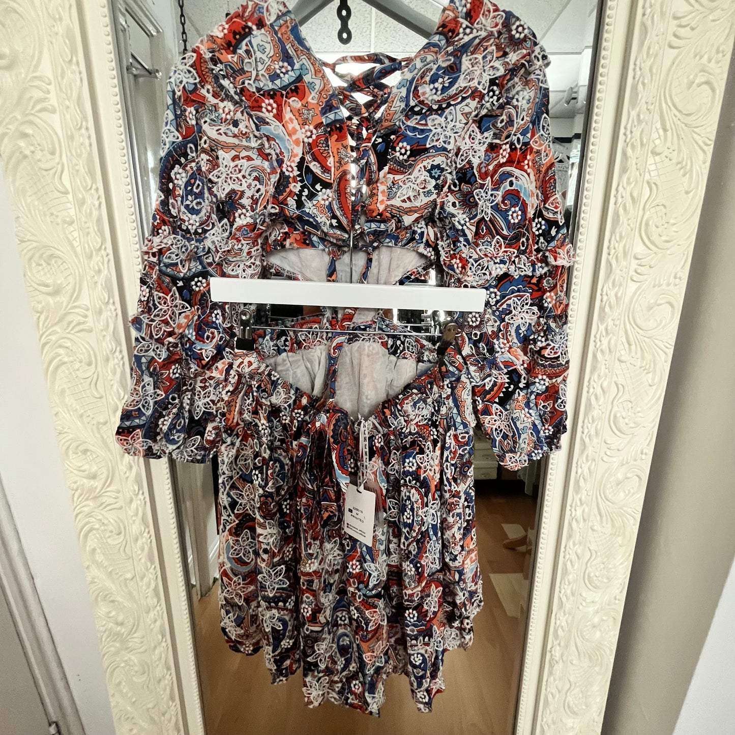 NJ Couture Paisley Embroidered Cut-Out Dress S - NJCB15
