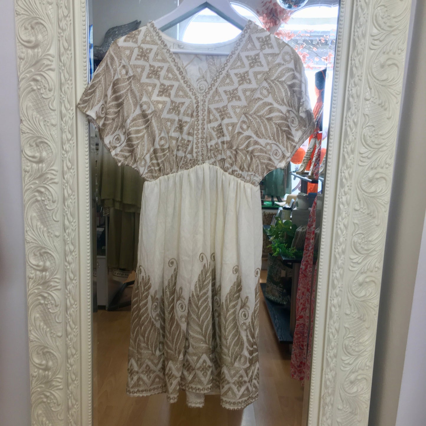 Phoebe gold & white dress