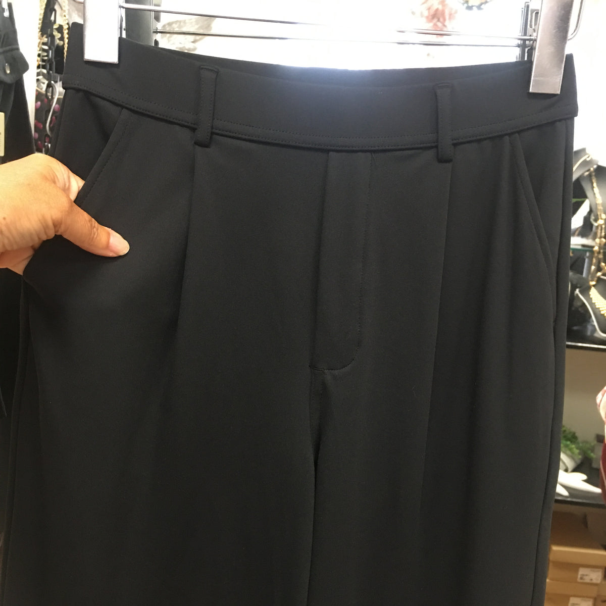 Halara Black Pleated Wide Leg Tailored Trousers – XS Regular H12
