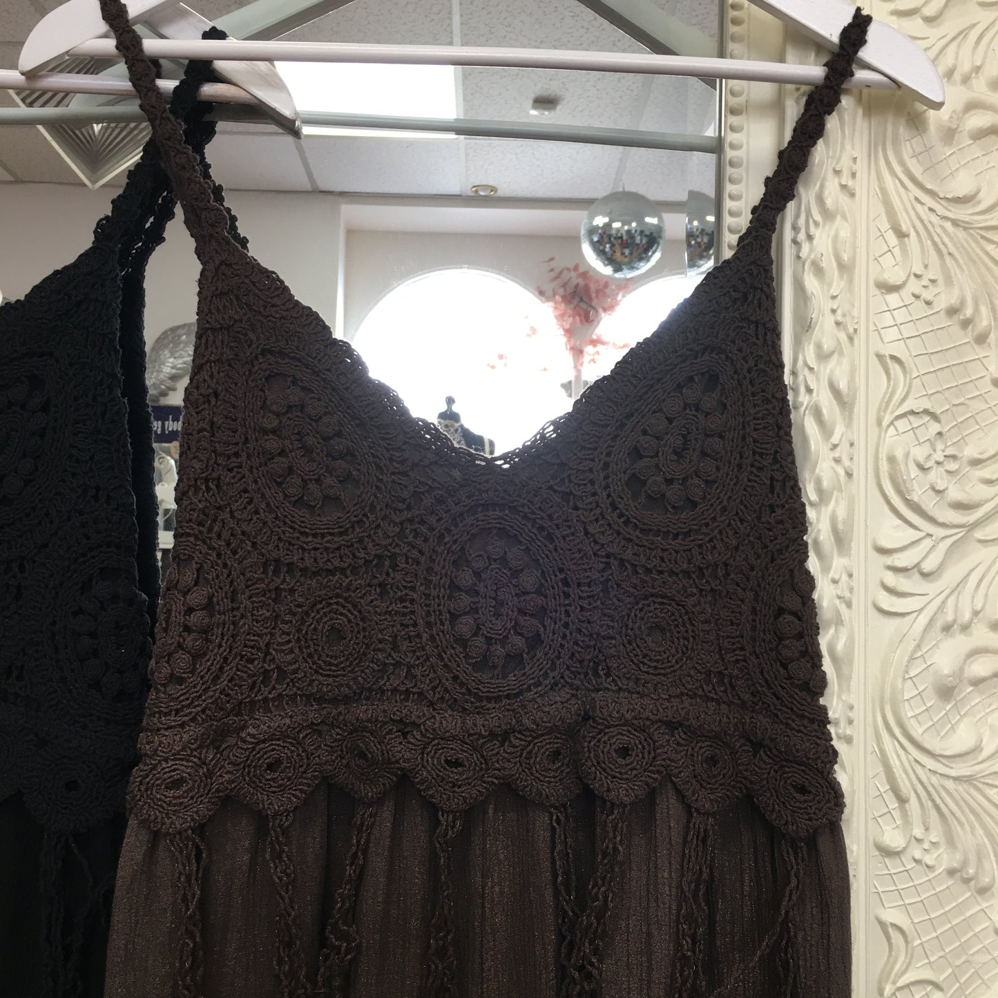 Cleo jumpsuit with crochet detail & cuffed trouser detail