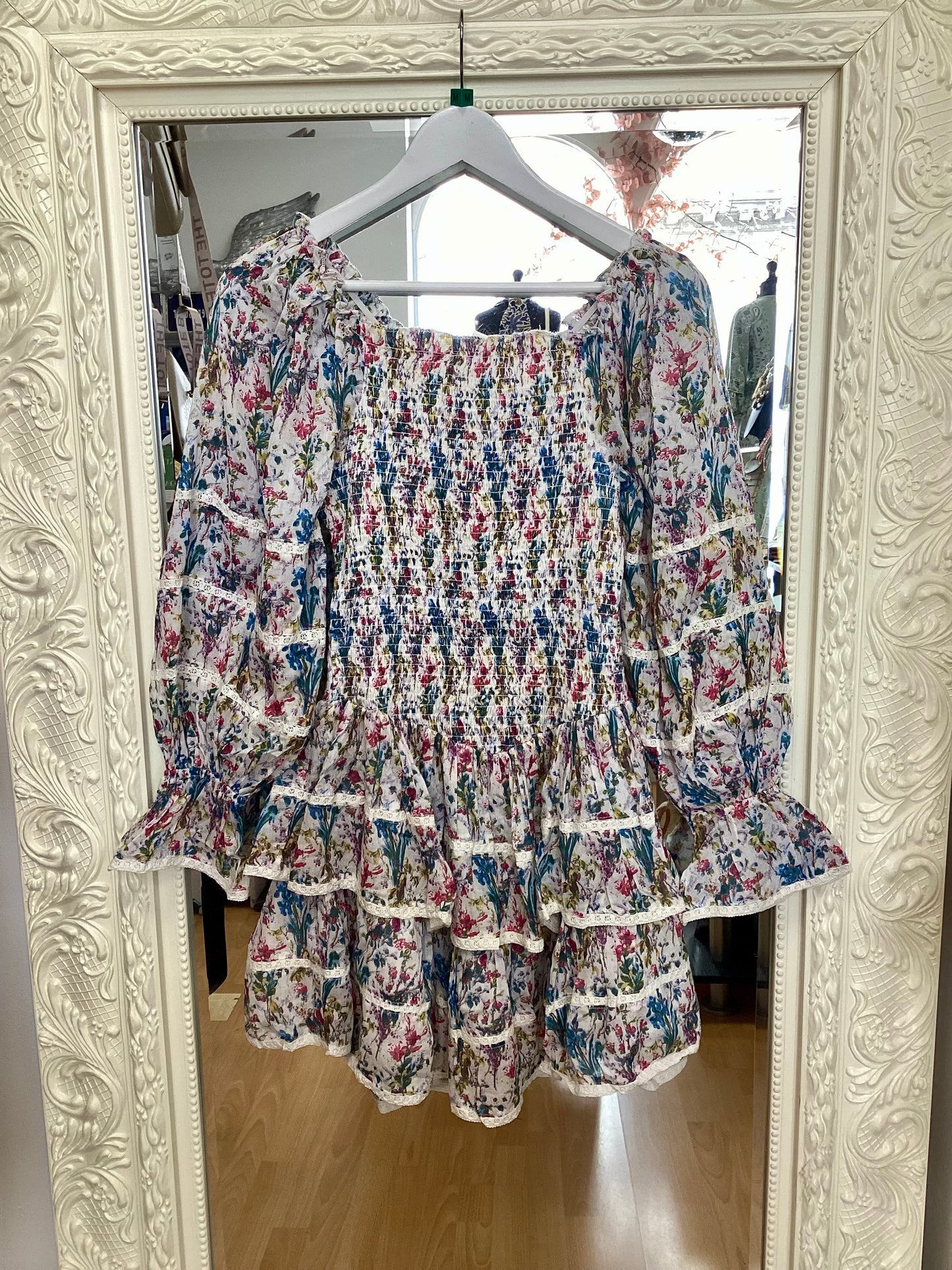 NJ Couture  Floral Shirred Mini Dress NJC 21 - size L
