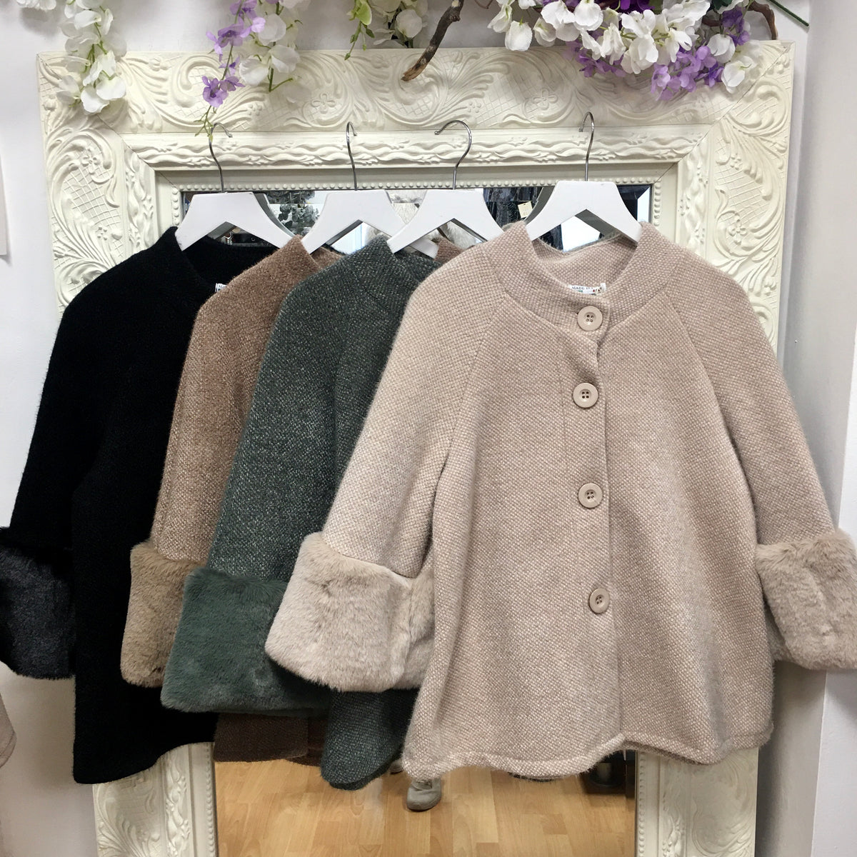 Griselda fur cuffed jacket/top