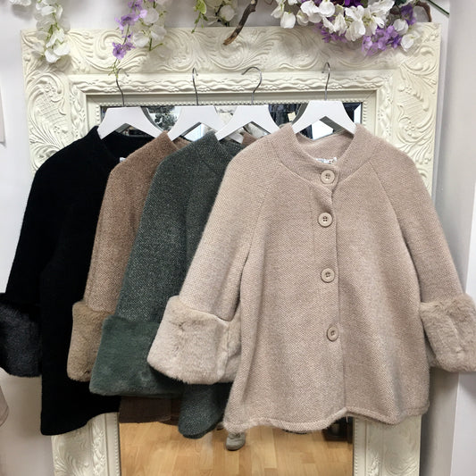 Griselda fur cuffed jacket/top
