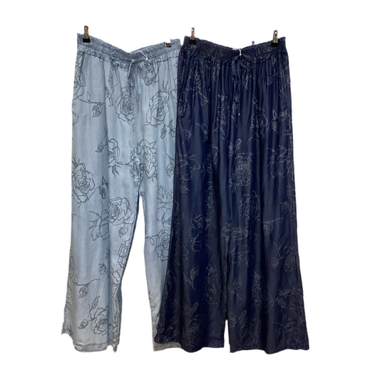 Printed Denim Trousers