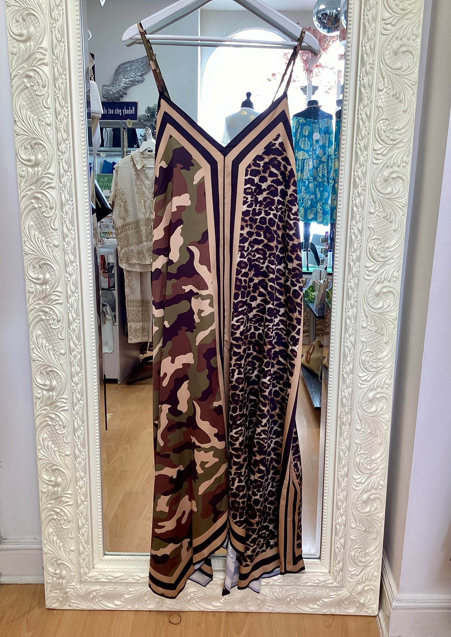Sasha leopard/camo maxi dress