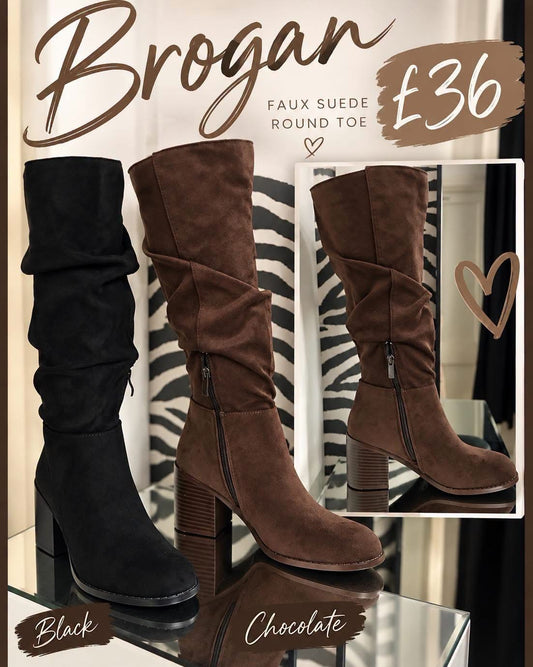 Brogan faux suede round toe boots