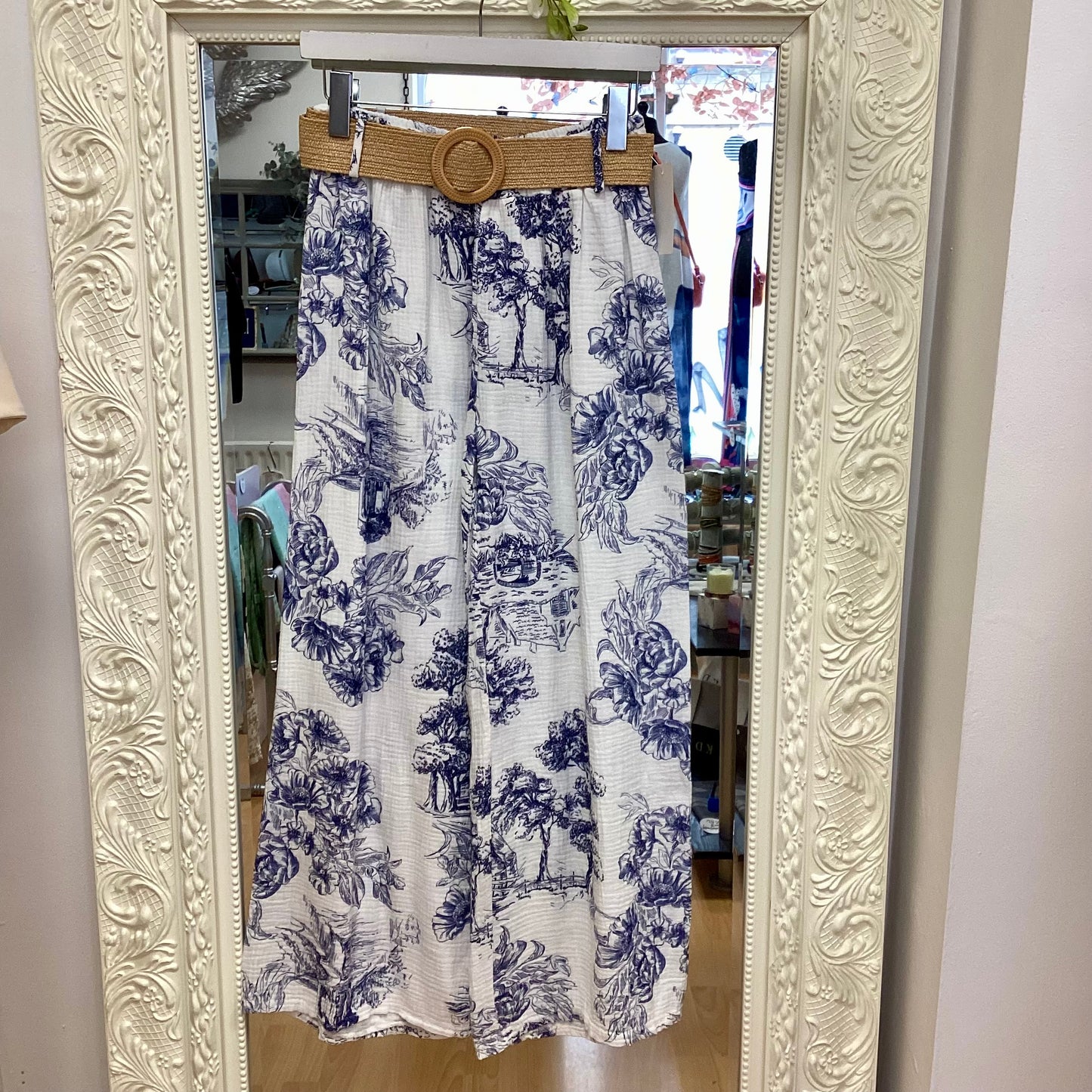 D Print Cheesecloth Trousers