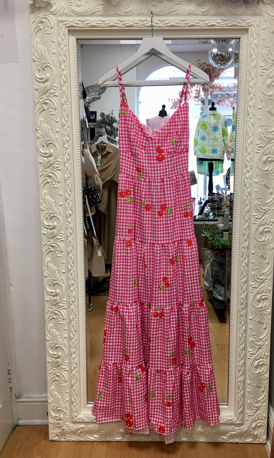 Cherry Tie Back Maxi Dress