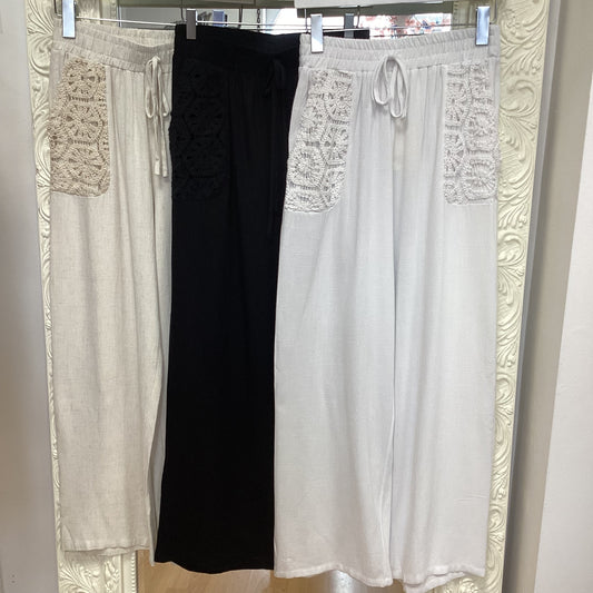 Linen Mix Crochet pocket trousers