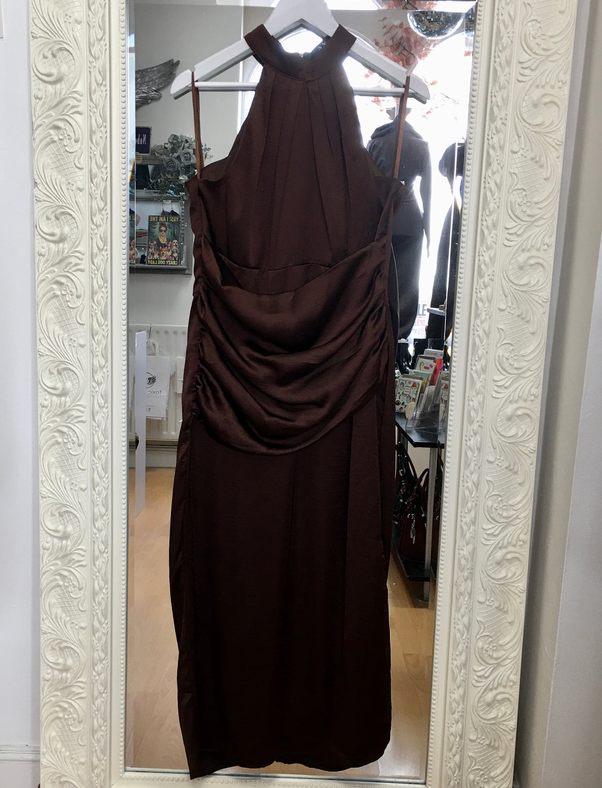 AX Paris brown satin maxi dress