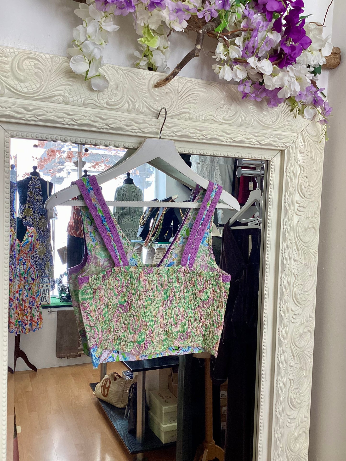 NJ Couture BAROK Boho Patchwork Floral Crop Top Colourful Summer Top- size s NJCB29