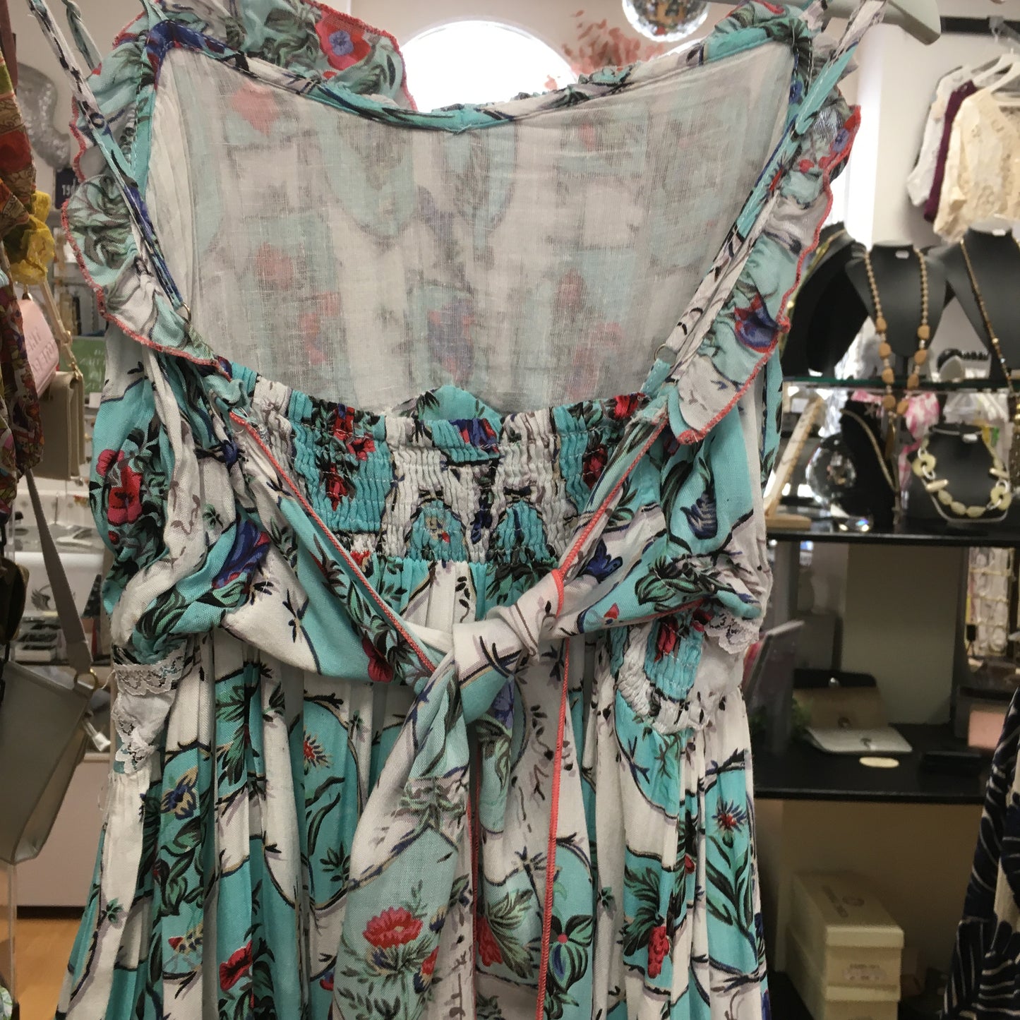 NJ Couture Beatnik Floral Tile Maxi Dress - Boho Summer Lace Trim Gown Maxi Dress NJCB10