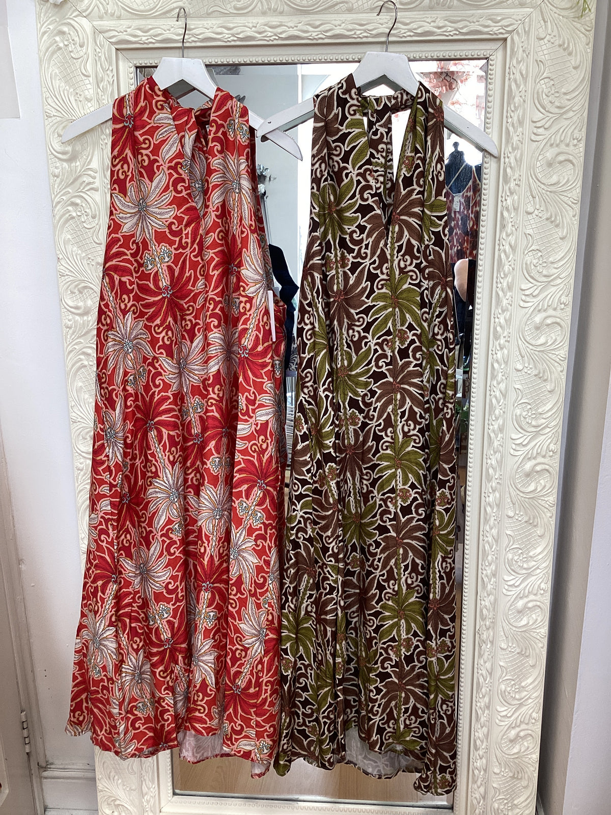 Lois Tropical Palm Tree Halter Maxi Dress