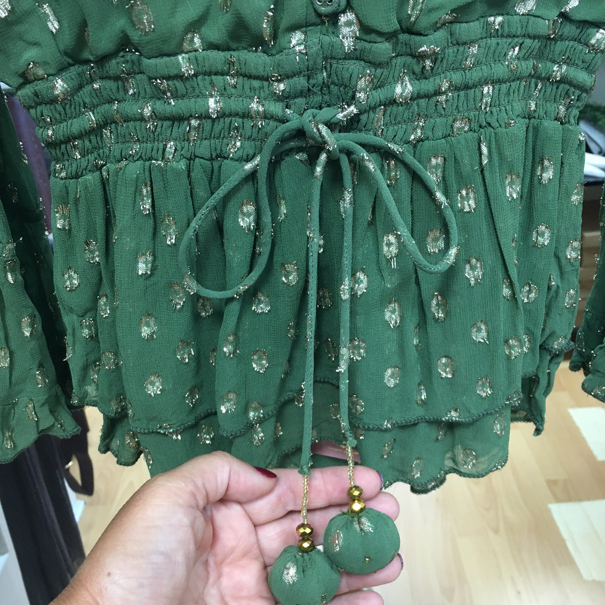 GOA short top with gold foil detail