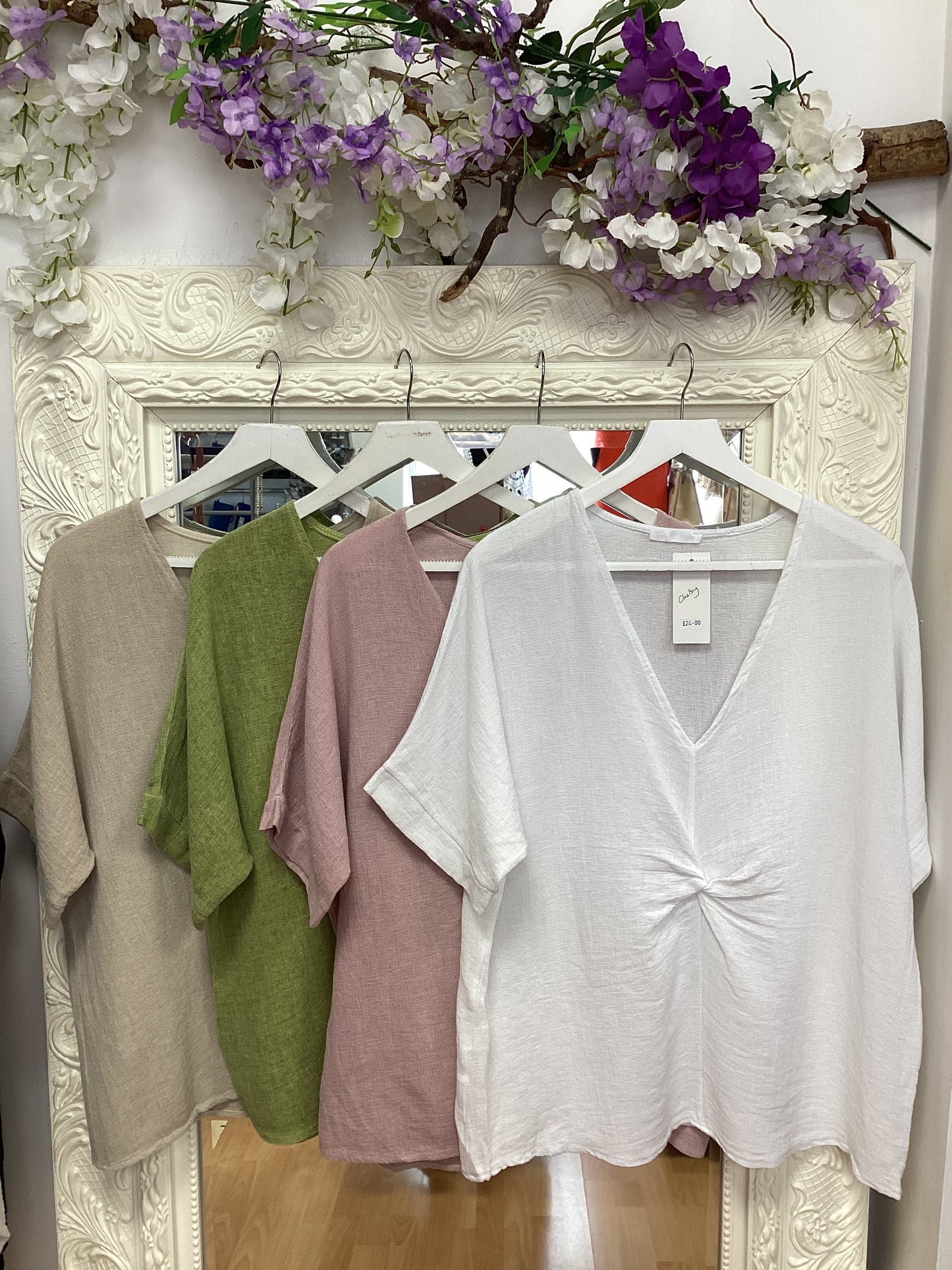 Chelsey linen mix knot front top