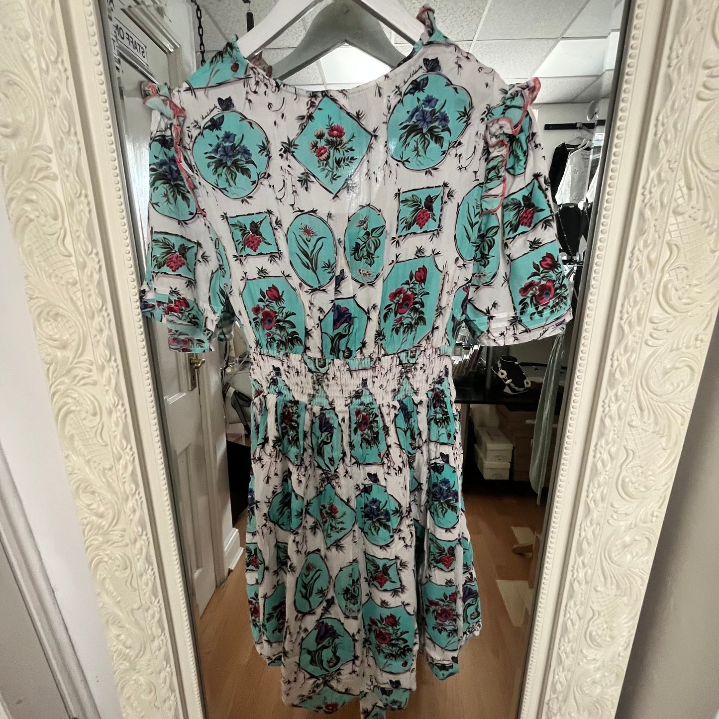 NJ Couture Turquoise Print Belted Dress – NJCB12