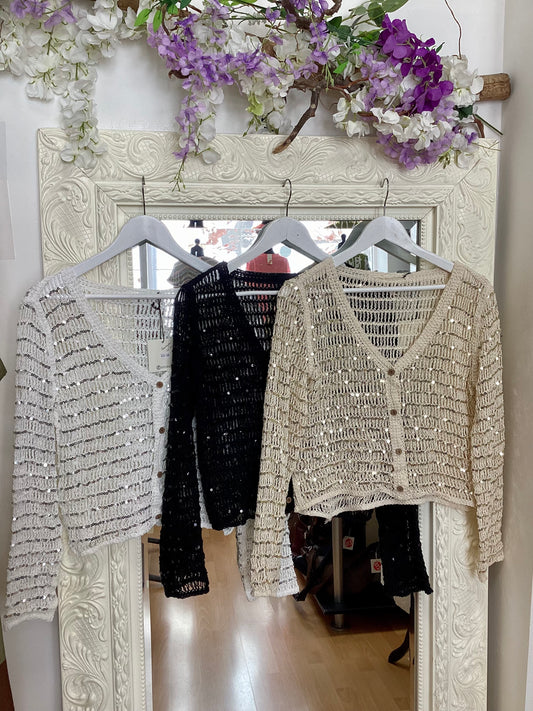 Kaitlyn crochet cardi with Sequins