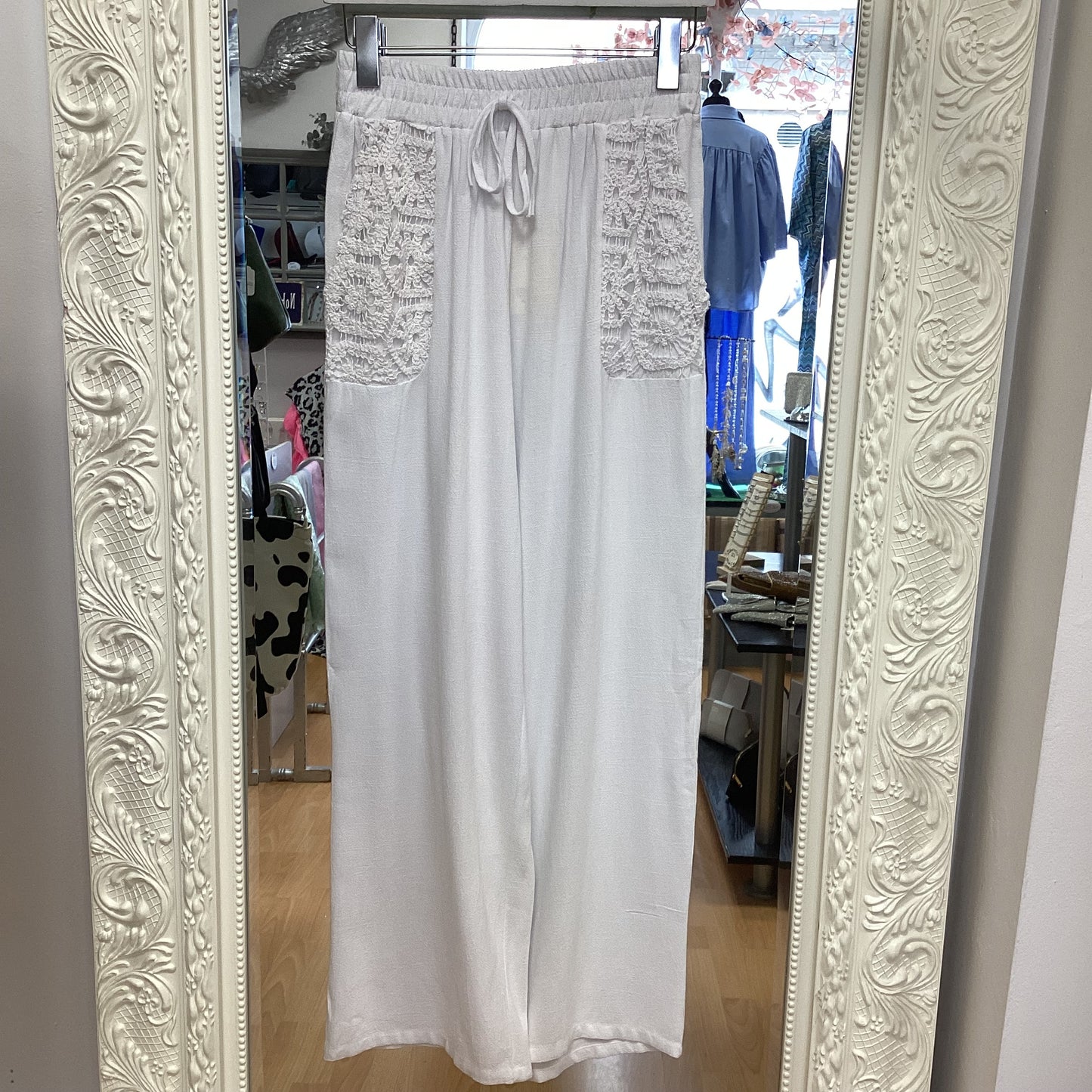 Linen Mix Crochet pocket trousers