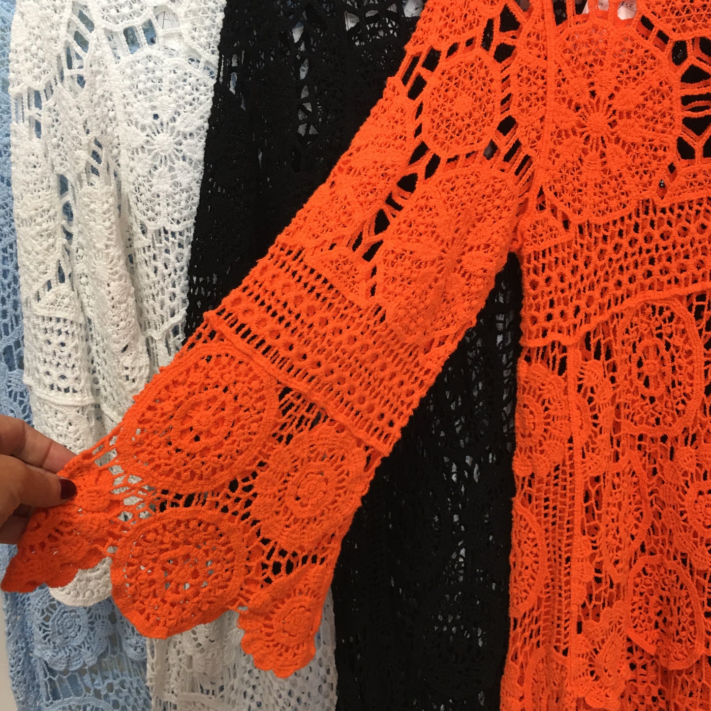 Kylie Italian Cotton Crochet High-Low Tunic Dress