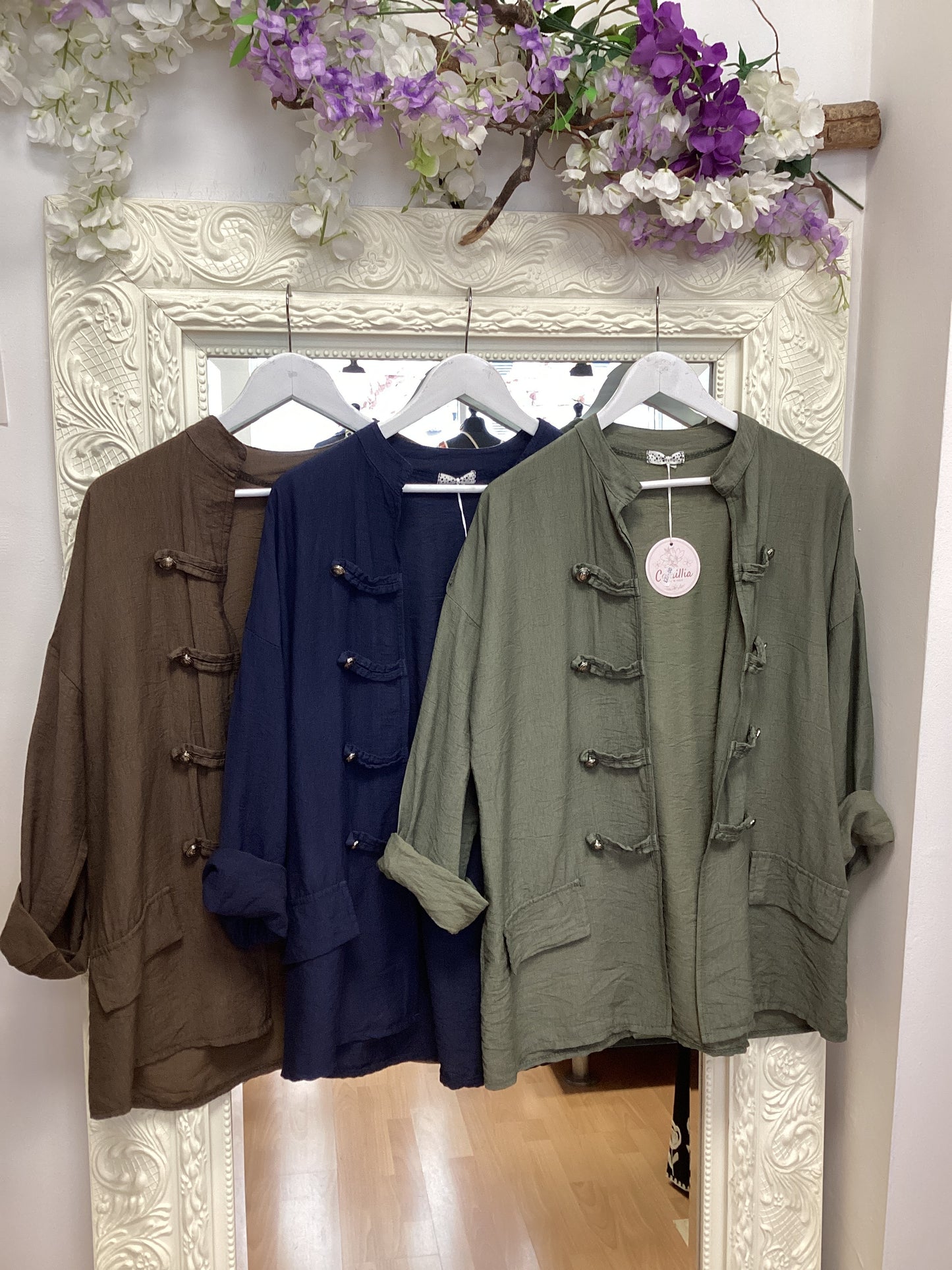 Fallon linen look military style jacket