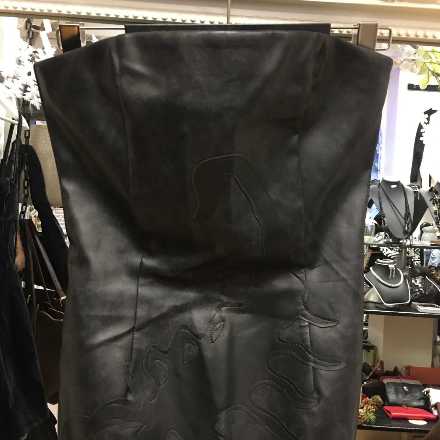 Murci Strapless Black Pleather Dress