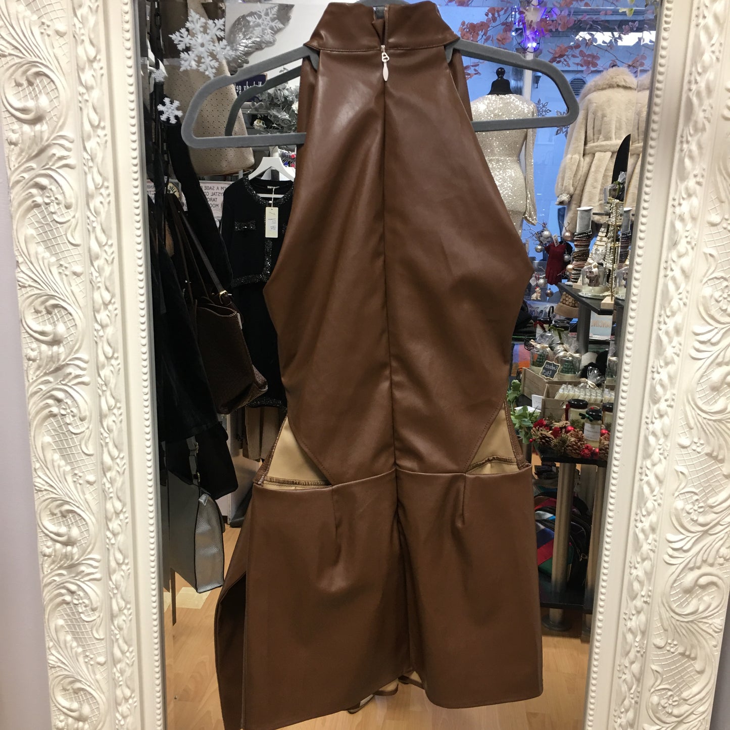 Murci Pleather Dress with Belt & Pleats