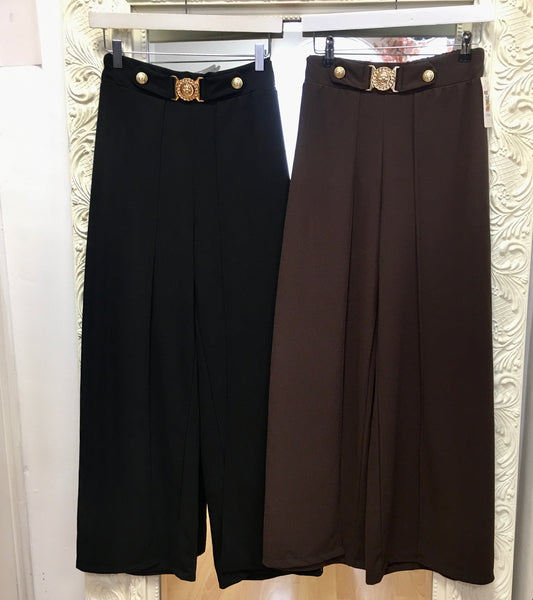 Jamie wide split leg trousers with gold detail