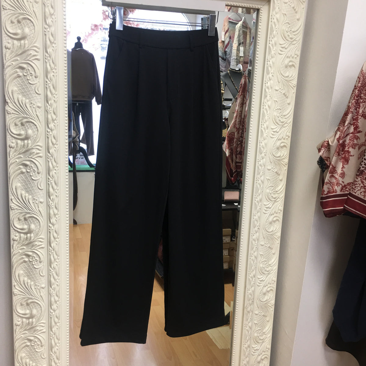 Halara Black Pleated Wide Leg Tailored Trousers – XS Regular H12