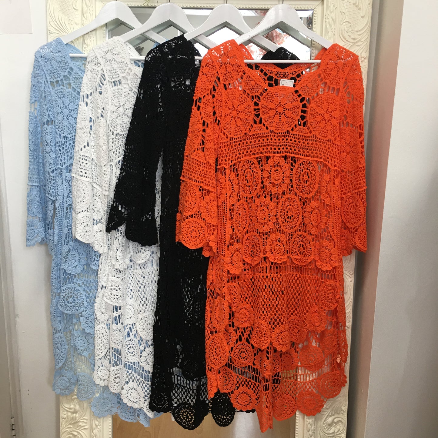 Kylie Italian Cotton Crochet High-Low Tunic Dress