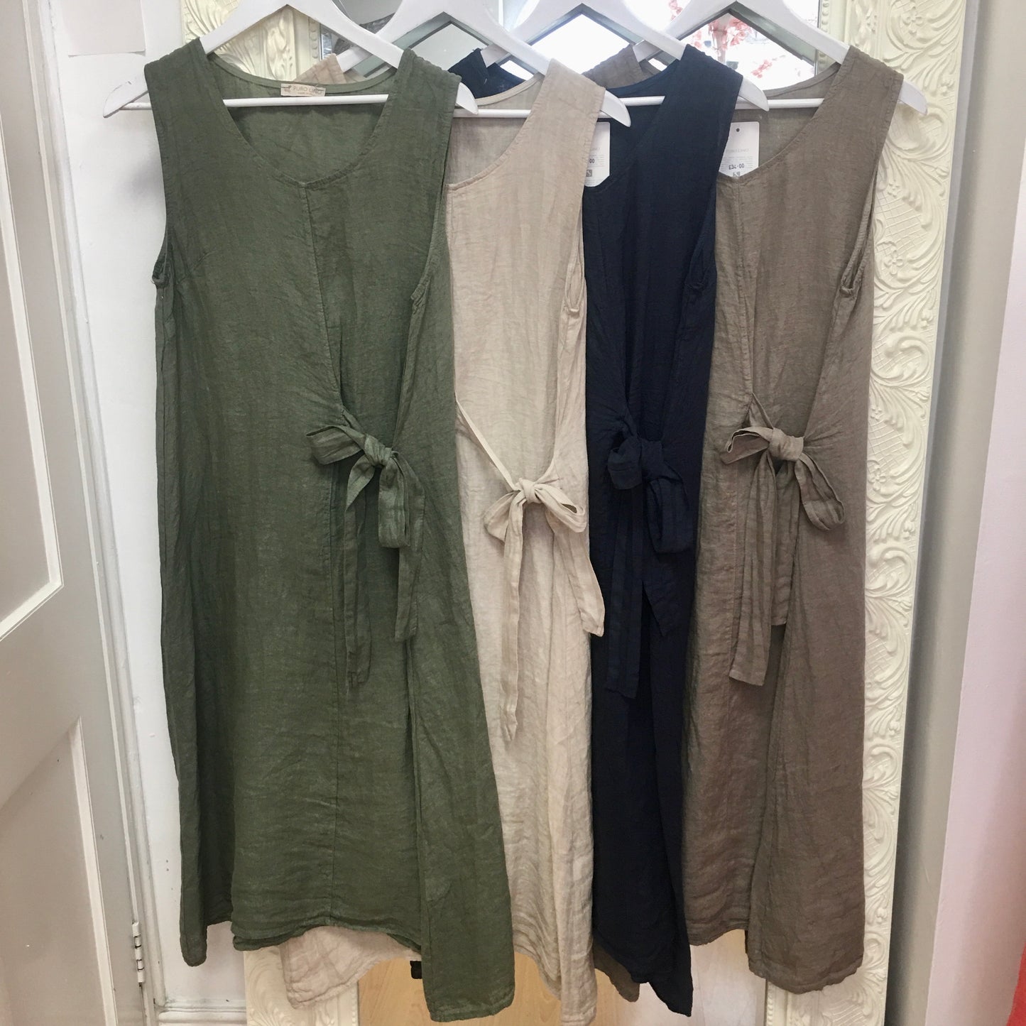 Olive linen dress