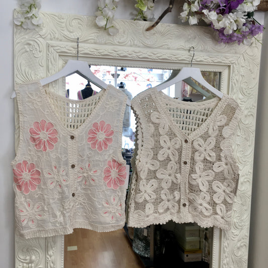 Iris Crochet Waistcoat / Vest Top