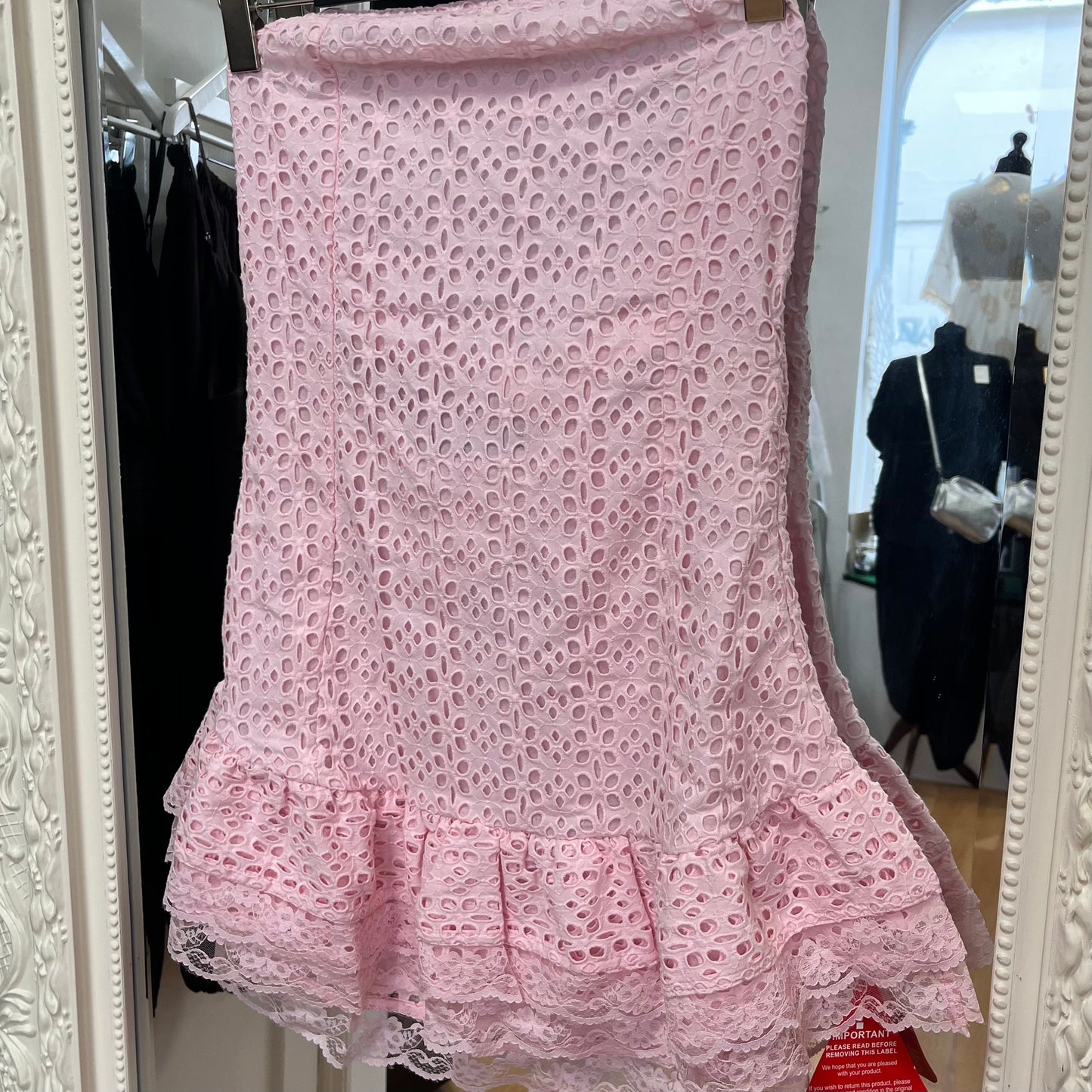 E101 Broderie Anglaise Bandeau Mini Dress – Pink or White | Size 10