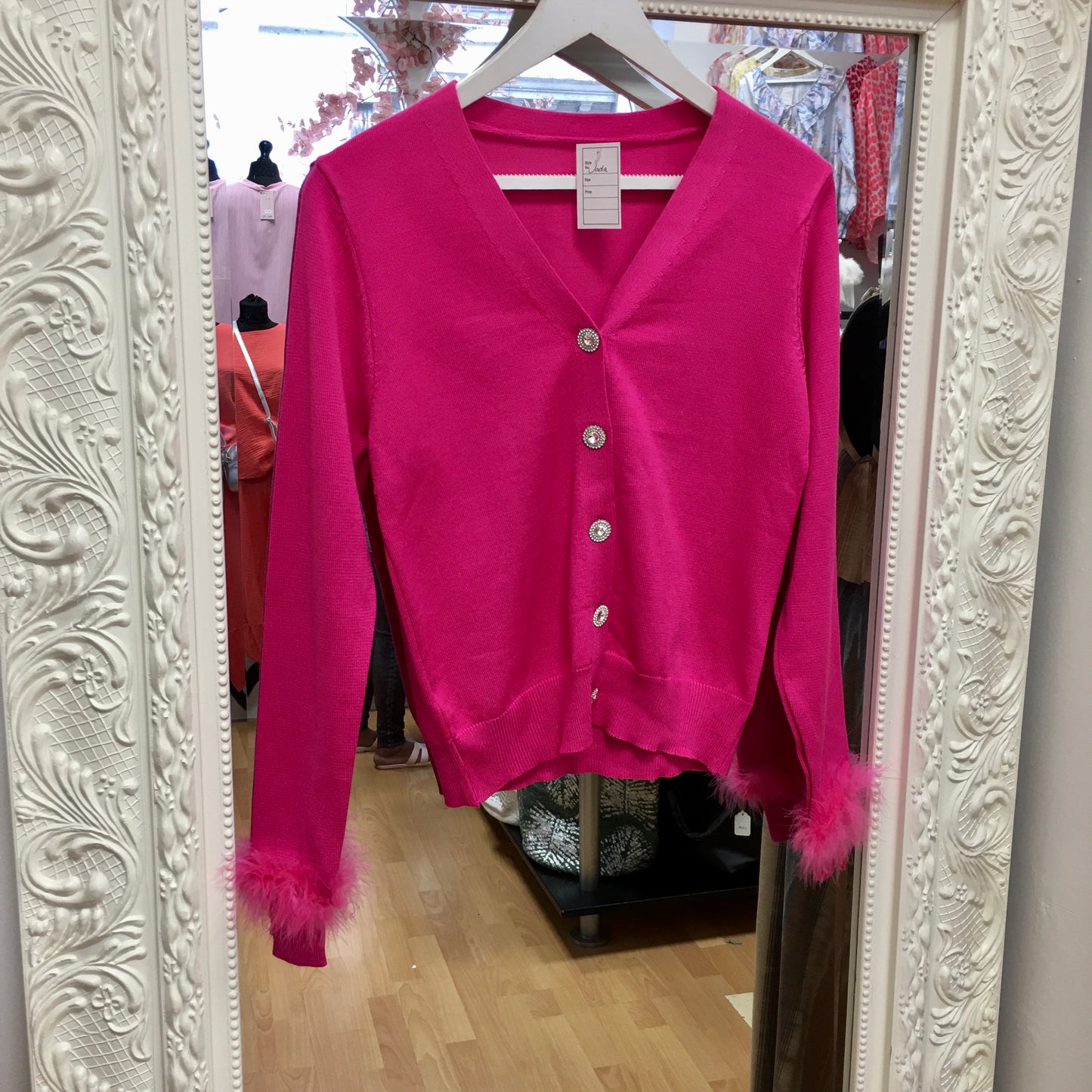 Jada Cerise Cardigan with Fur wrist detail