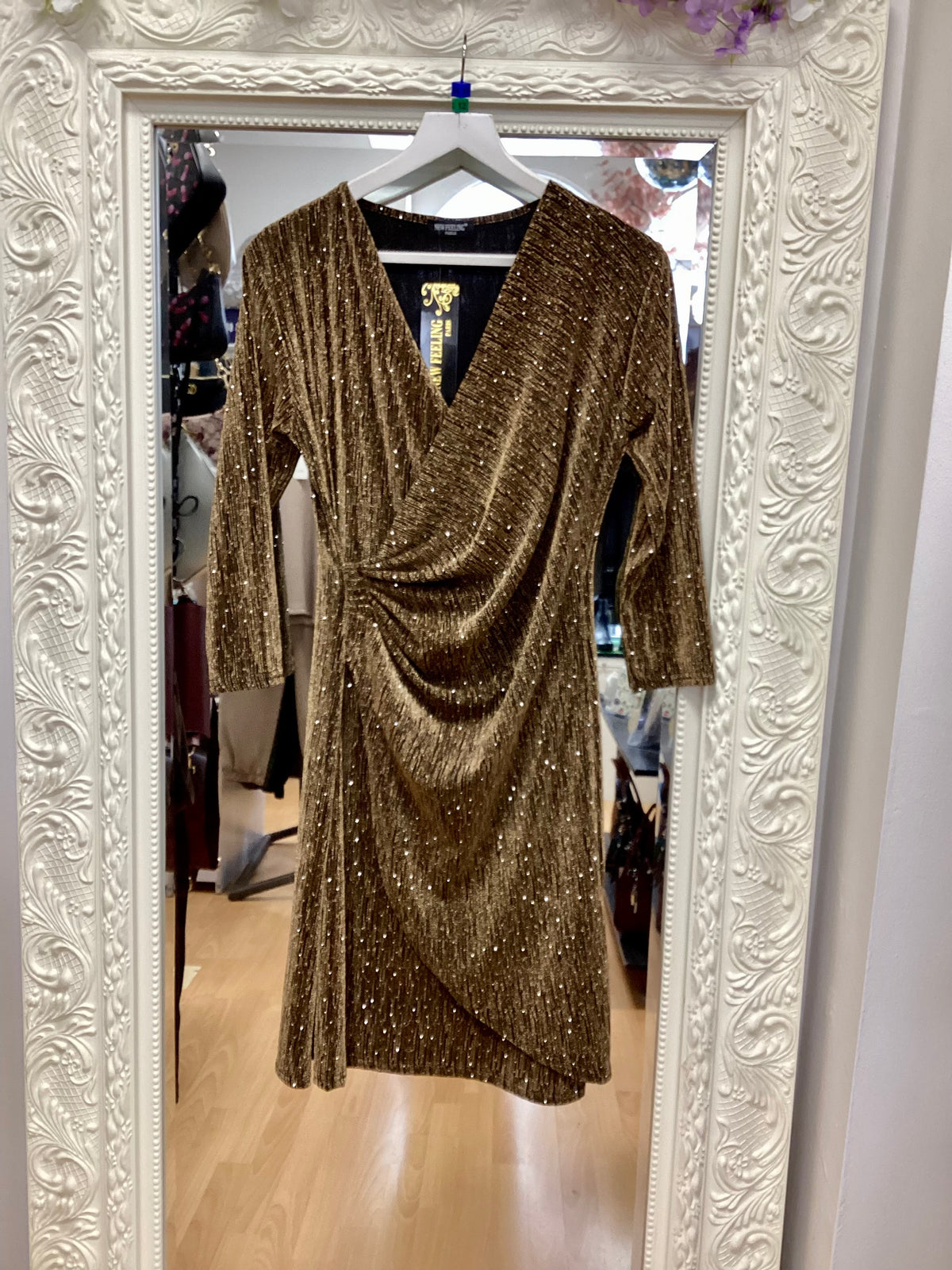 New Feeling sparkly gold dress