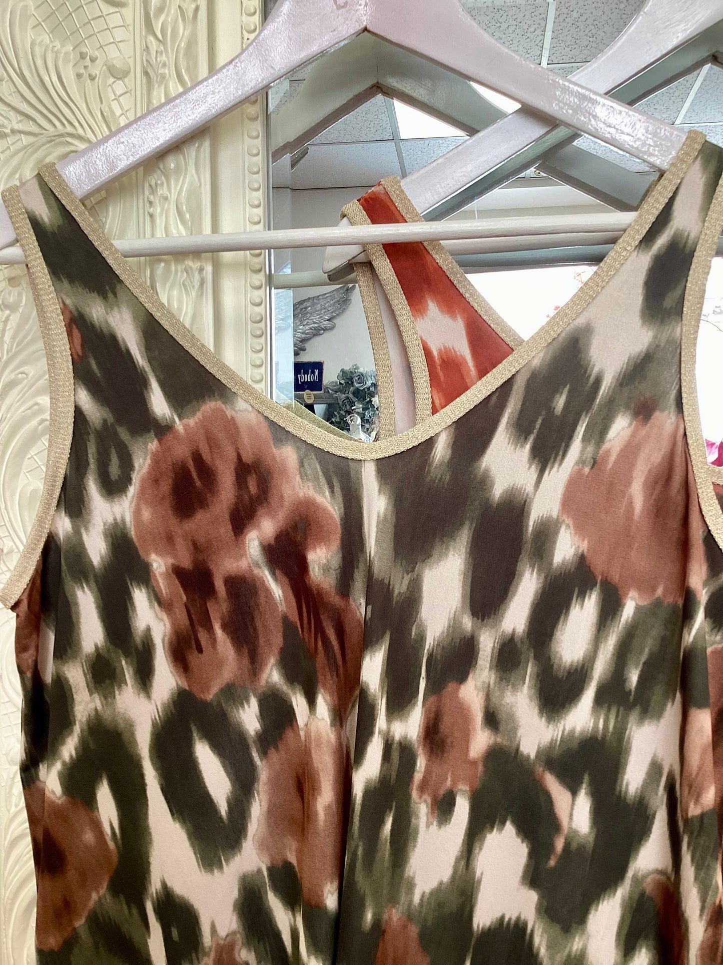Kendall - Abstract Animal Print Peplum Camisole - Lightweight Ruffle Hem Vest asymmetric Top