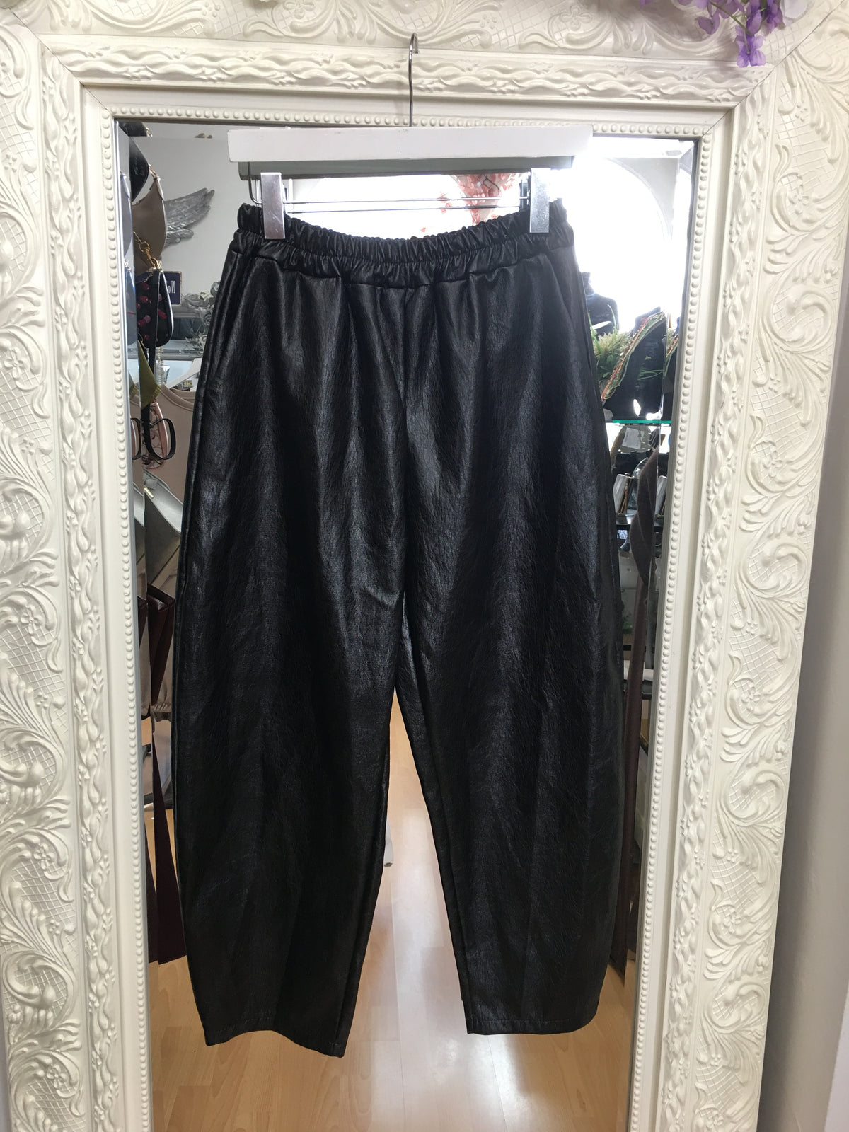 Tatum faux leather barrel trouser