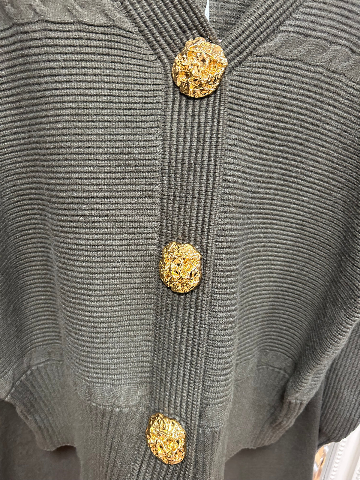 Jessica - Gold Button Knitted Cardigan & Wide Leg Trouser Co-ord Set