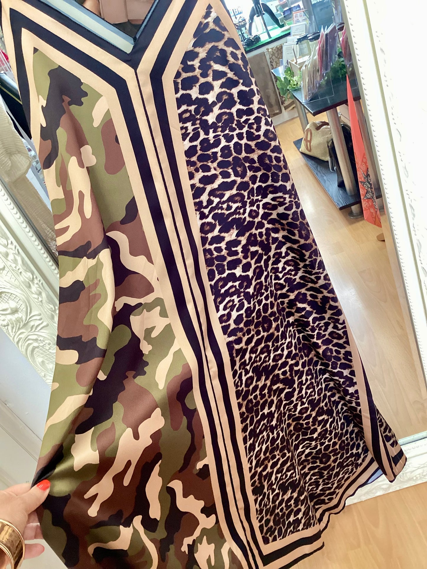 Sasha leopard/camo maxi dress