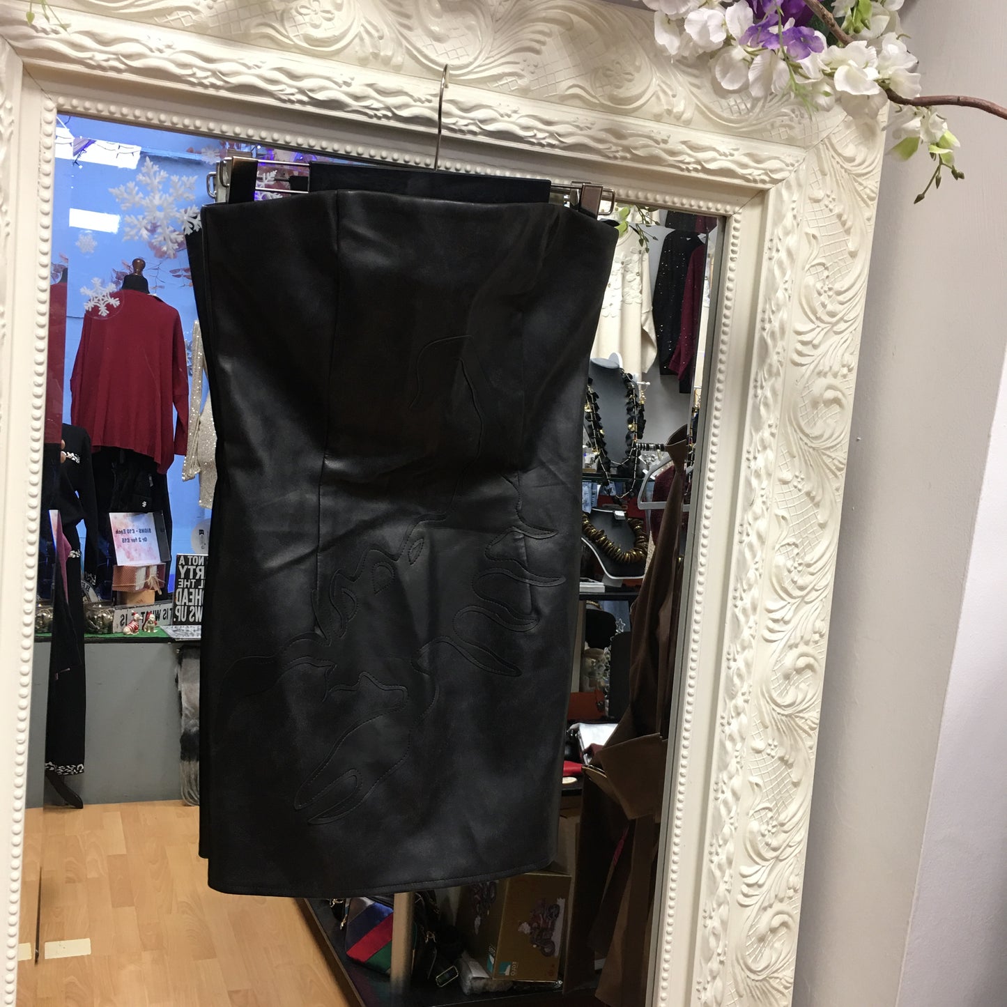 Murci Strapless Black Pleather Dress