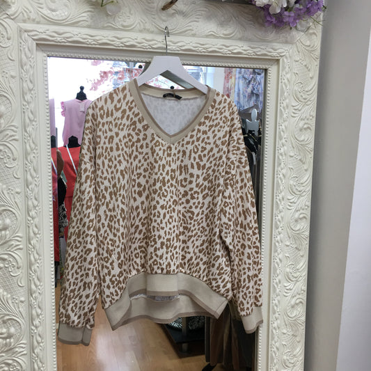 Ava Leopard print V Neck Top